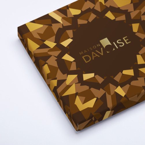 Box brown kaleodoscope square and rectangle davoise with chocolcate