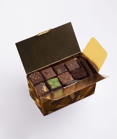 Box brown kaleodoscope square and rectangle davoise with chocolcate