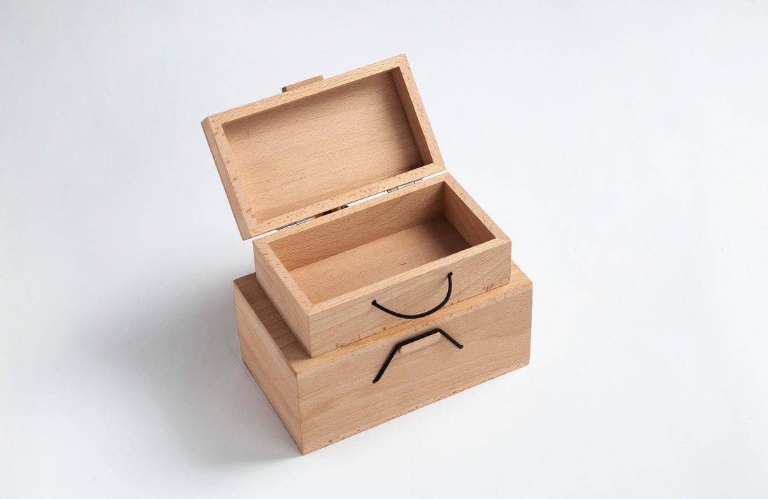 two open wood boxes reusable